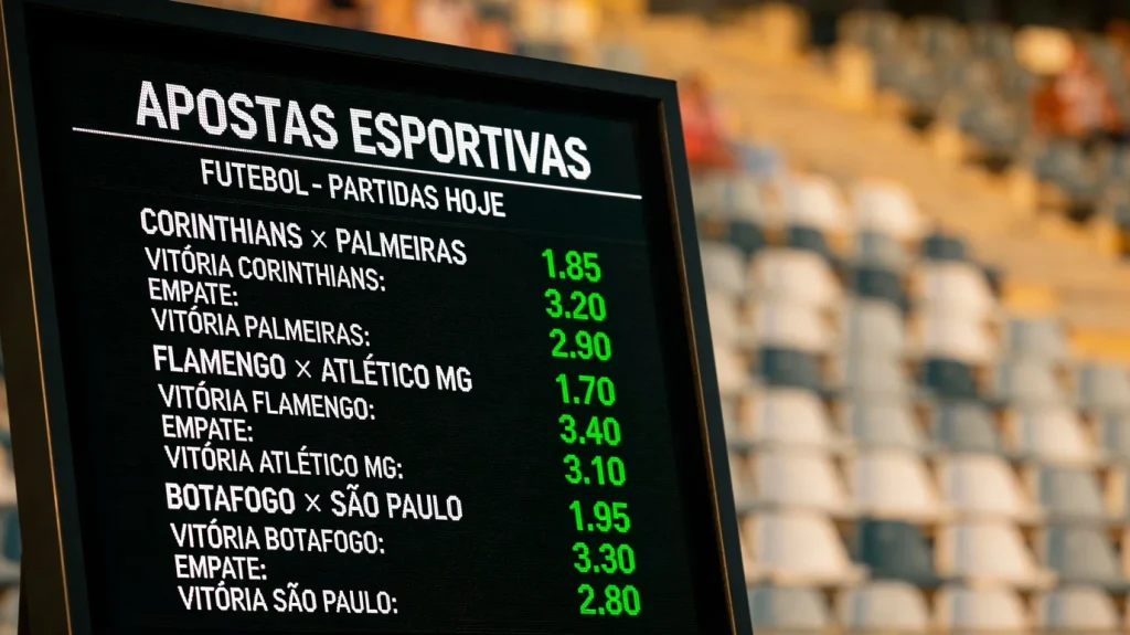 Quadro digital com números decimais e cotações de apostas desportivas