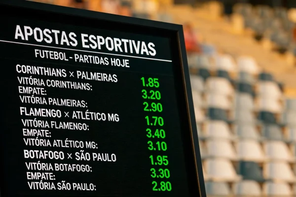 Quadro digital com números decimais e cotações de apostas desportivas